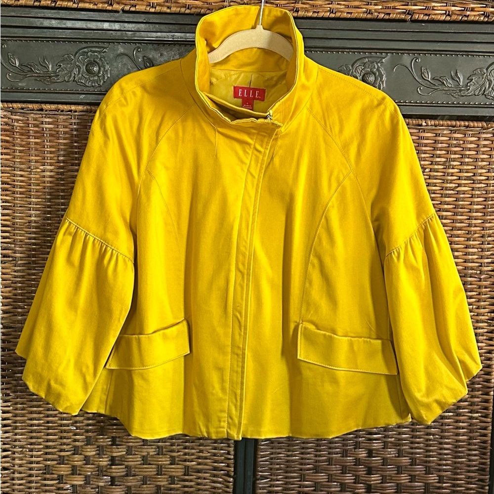 Elle Polished Cotton Funnel Neck Jacket
